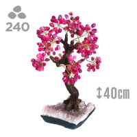 Árbol Agata Rosa (240 piedras) y base drusa Amatista.