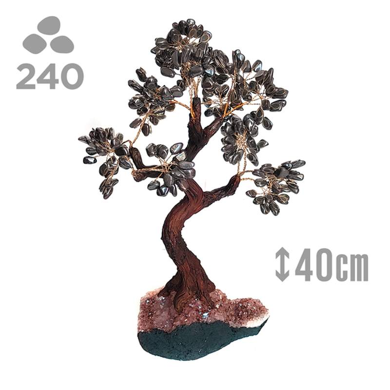 Arbre Hematite (240 pierres) et socle druse améthyste.
