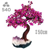 Árbol Agata Rosa (540 piedras) y base drusa Amatista.