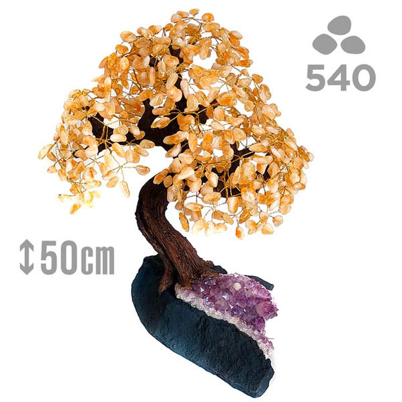 Árbol Citrino (540 piedras) y base de drusa Amatista.