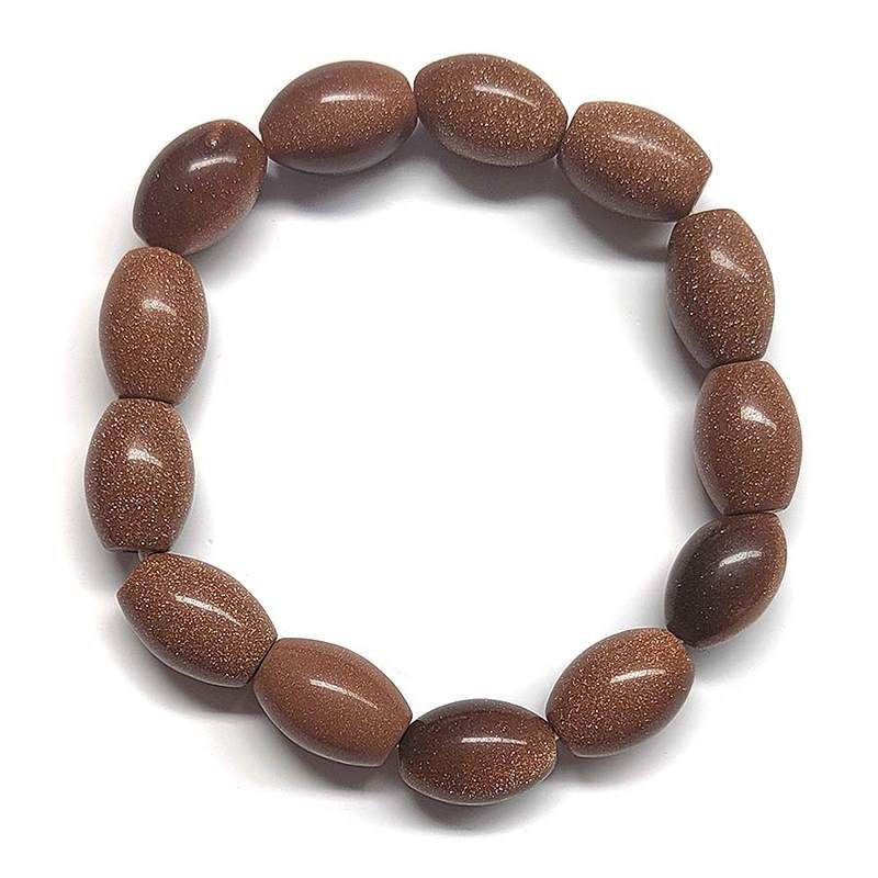 Bracelet Aventurina Dorée Ovale (Boule 14mm)