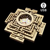 Base Madera Led Blanco Sri Yantra (USB)