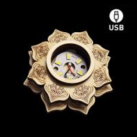 White Led Wooden Base Lotus Flower USB (small)