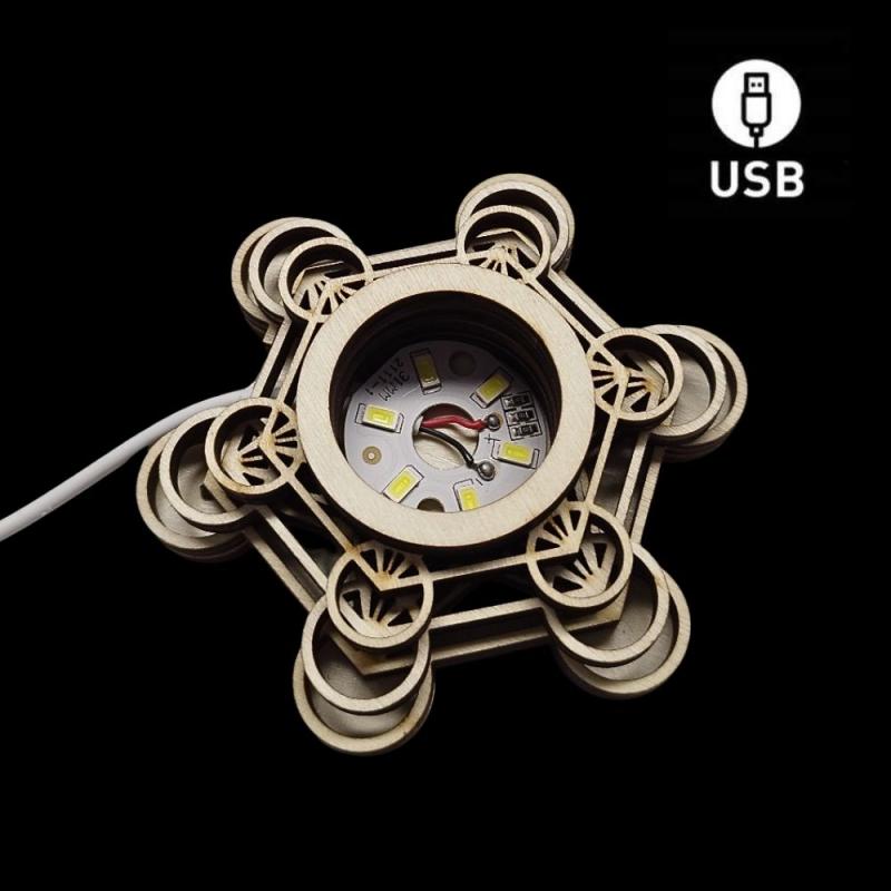 Base Madera LED Blanca Metatron USB