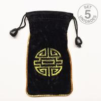Bolsa Terciopelo Símbolo Chino "Shou" (Longevidad). Set 5 Un.