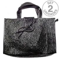 Bolso Rafia Negro. Set 2un