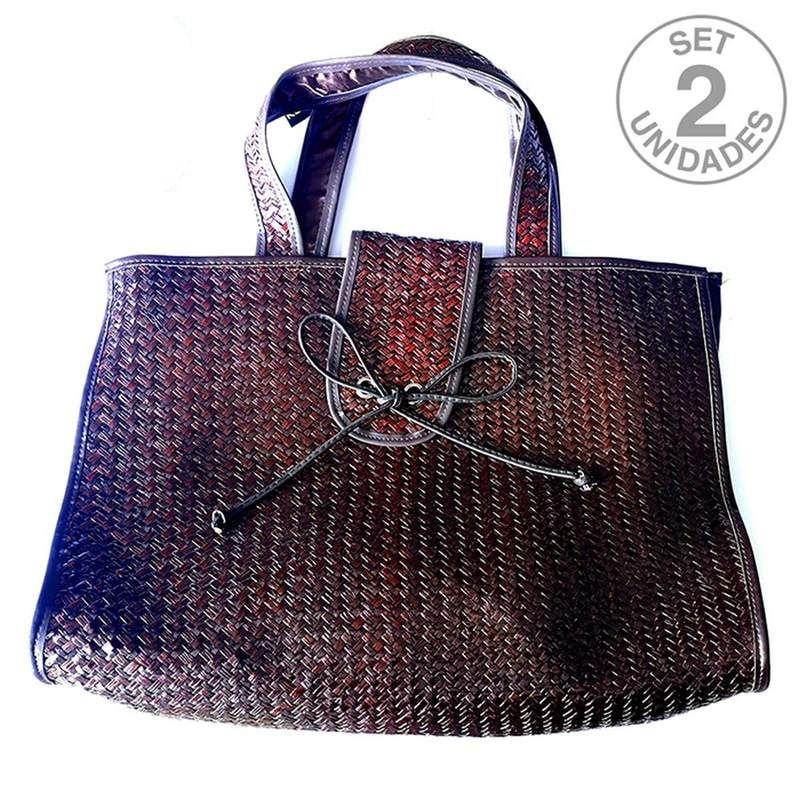Sac Rafia Marron. Set 2un