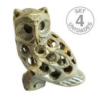 Búho de Esteatita con hijo (Set 4 Un.)