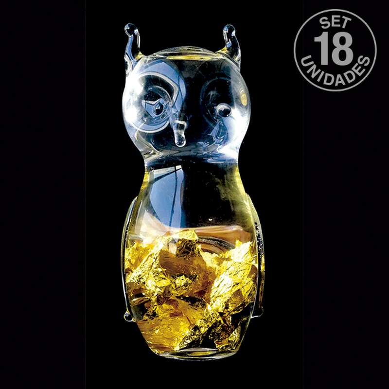 Hibou Verre Soufflé Or. Set 18 uni.