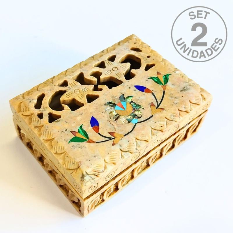 Caja/Joyero Esteatita 10 x 7,5cm. (Set 2 Un.)