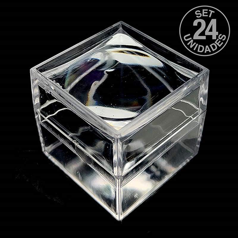 Plastic magnifying box 40x40x40mm. Set 24Un