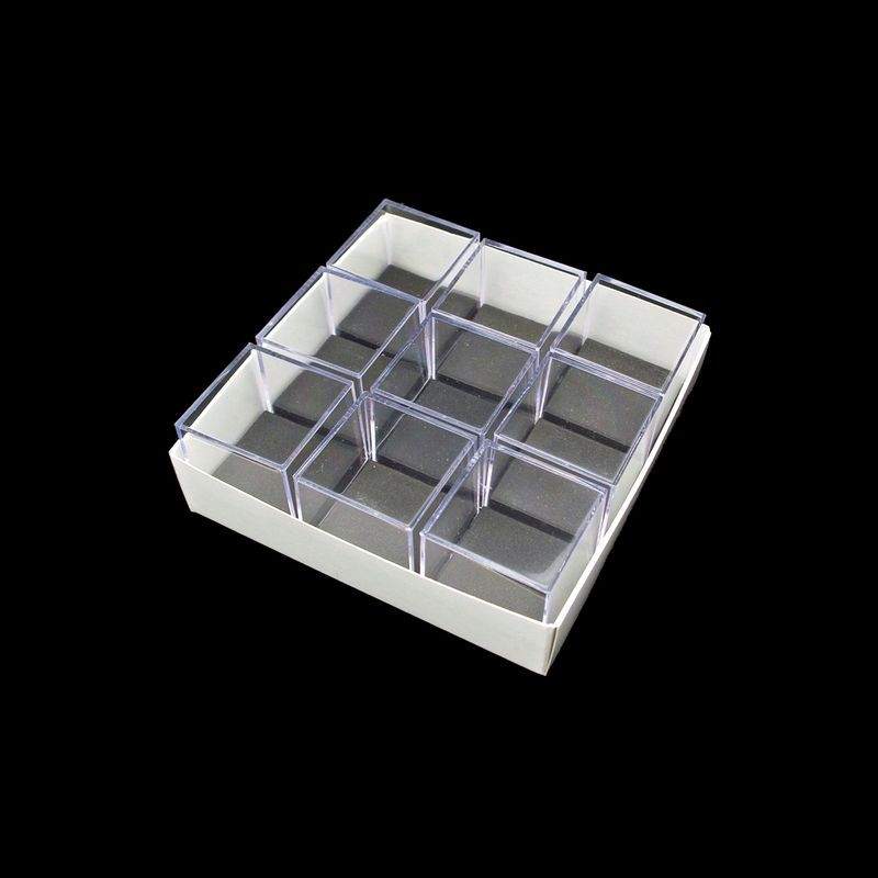 Caja Plástico 40x40x39mm. Set 9un. Base Negra