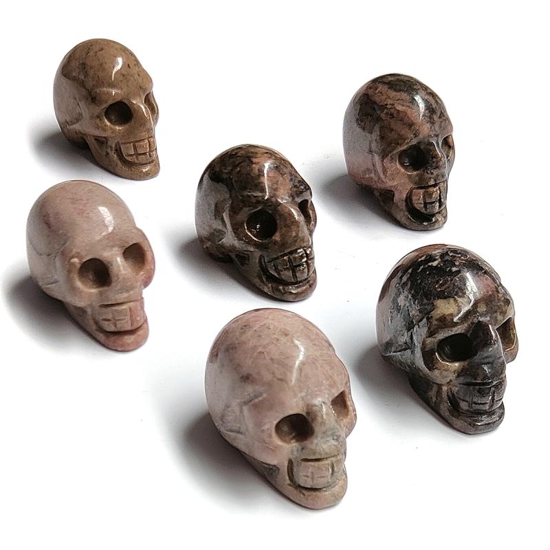 Rhodonite Skulls. Set 6 Un.