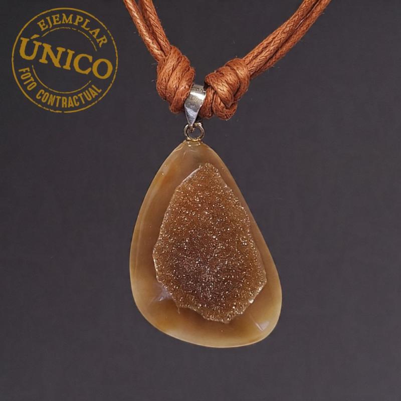 Collar Calcedonia marrón (engarces plata)