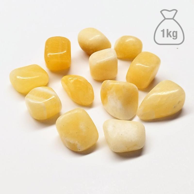 Calcite Jaune Pierre Roulée Petite. Sac 1kg