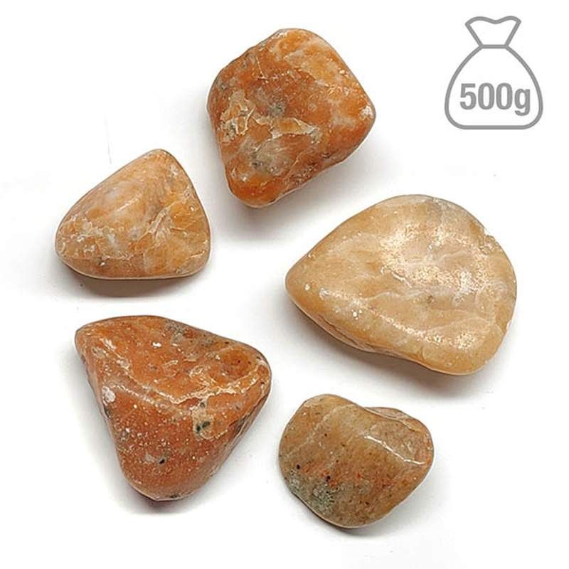 Calcita Naranja Brasil Rodado Mediano. Bolsa 500g.