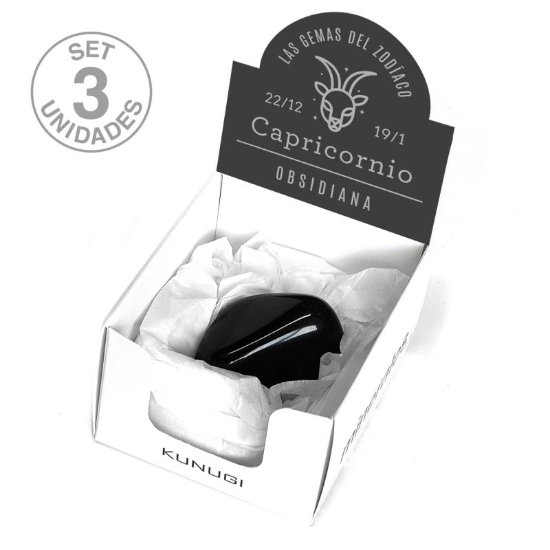 Cajita Capricornio Obsidiana. Set 3 Un.