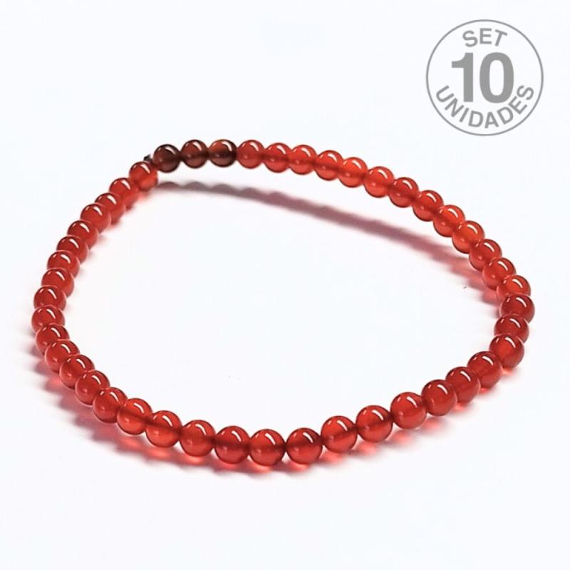 Pulsera Carneola (Bola 4mm). Set 10 Un.