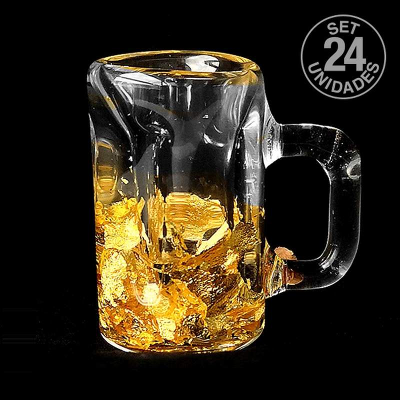 Jarra Cerveza Vidrio Soplado Oro. Set 24 un.