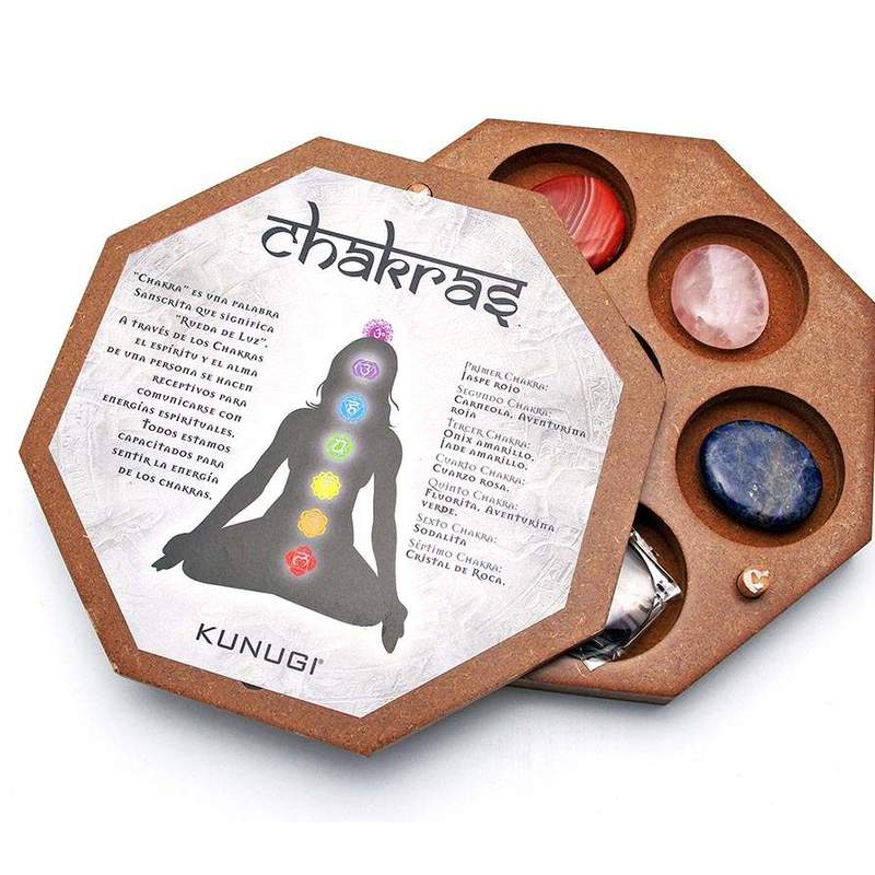 Caja Octogonal de Madera Set Chakras