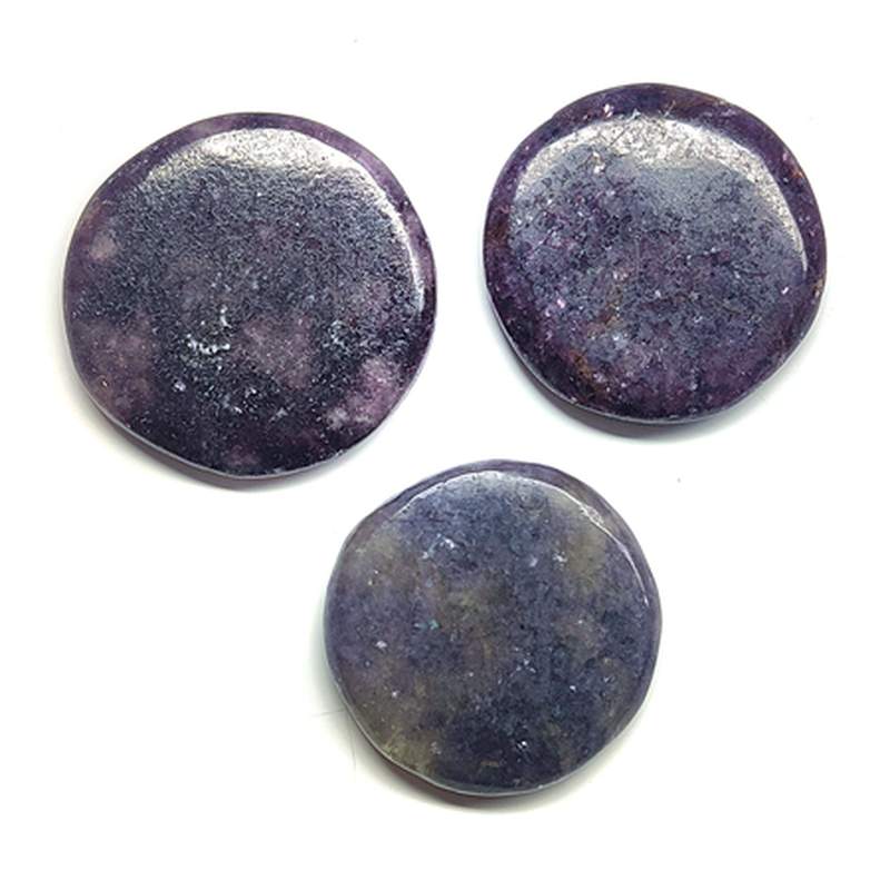 Chakra Lepidolita (Rodado Plano). Set 3un.