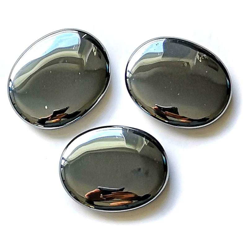 Chakra Hematite (Rodado Plano). Set 3 Un.