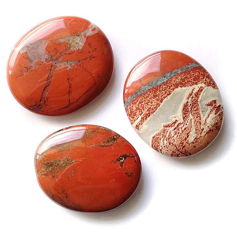 Chakra Jaspe Rojo (Rodado Plano). Set 3un.