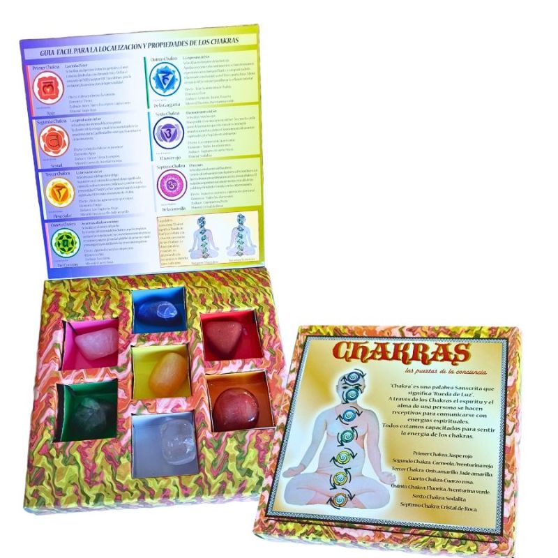 Chakras Estuche Cartón. Mineral Rodado.