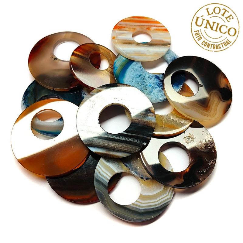 Cut and polished Agate Disc (round). Set 26 Un.