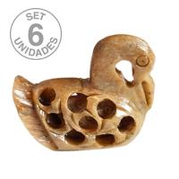Cisne de Esteatita con hijo. Set 6 Un.