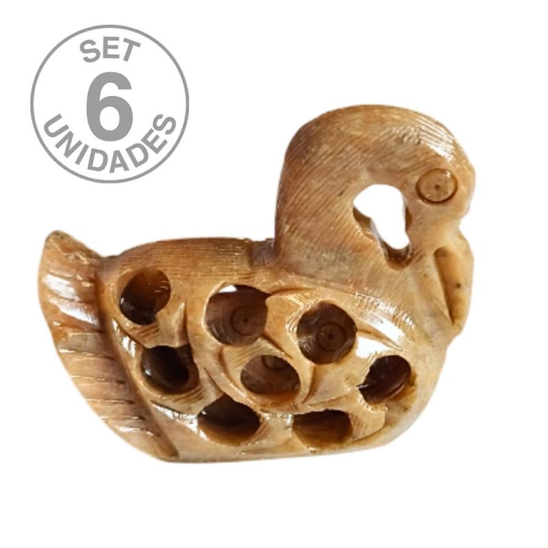 Cisne de Esteatita con hijo. Set 6 Un.