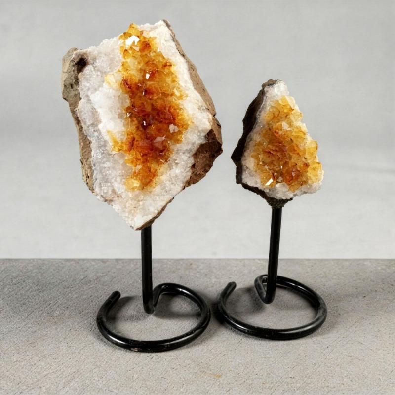 Citrino Drusa con pie metálico