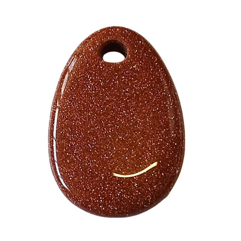Colgante Plano Aventurina Dorada (4x3cm)