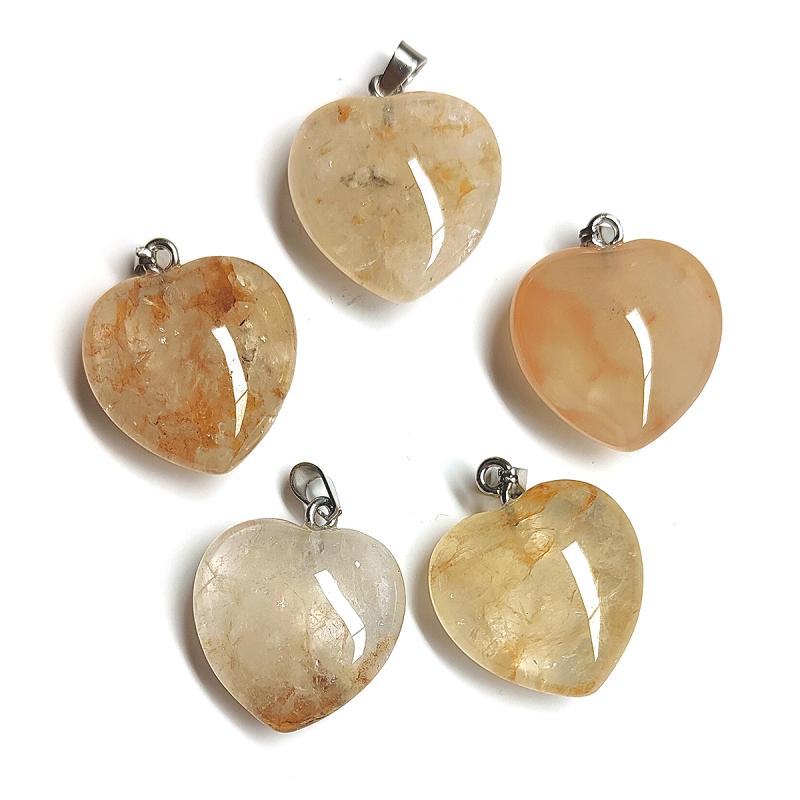 Citrine Heart Pendant. Set 5 Un.