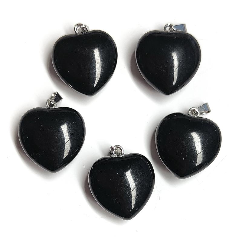 Pendentif Coeur Onyx. Set 5 Un.