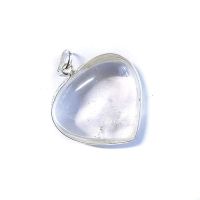 Colgante corazón Cristal de Roca Borde Plata