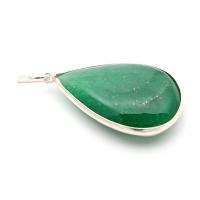 Colgante lagrima Cuarzo Verde Borde de Plata