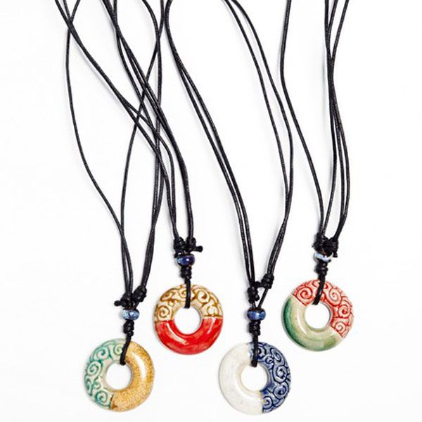 Pendentif Donut Céramique. Set 4 unités