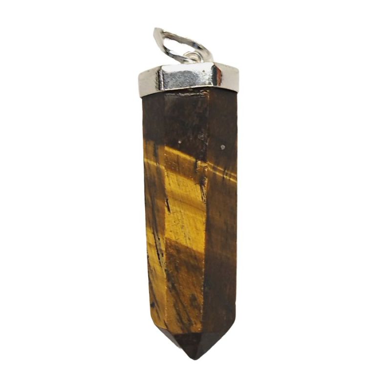 Tiger Eye Point and Silver Pendant
