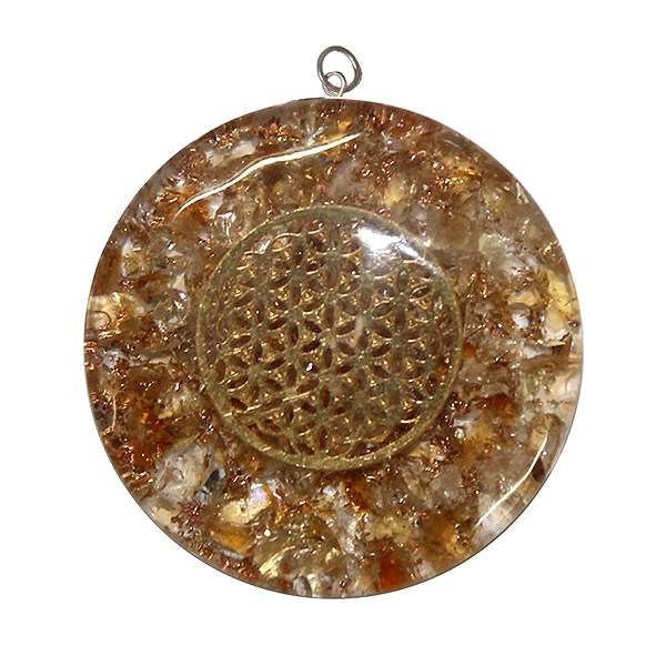 Citrine Life Flower Orgonite Pendant