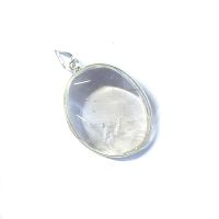 Colgante óvalo Cristal de Roca Borde Plata