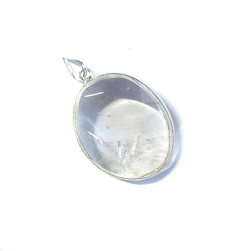 Colgante óvalo Cristal de Roca Borde Plata