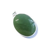 Colgante óvalo Cuarzo Verde Borde Plata