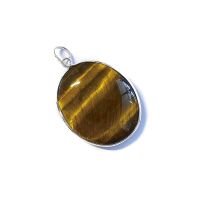 Colgante óvalo Ojo de Tigre borde Plata
