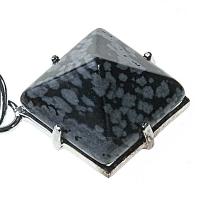 Colgante Pirámide Obsidiana (Borde plata)