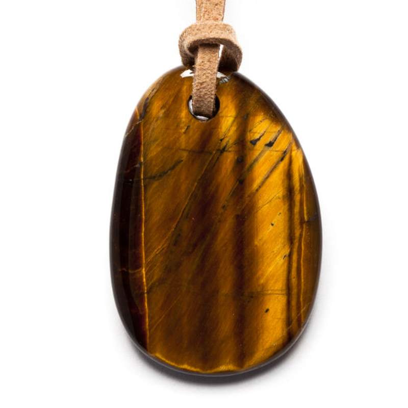 Elegante Colgante De Ojo De Tigre En Plata, Piedra Curativa