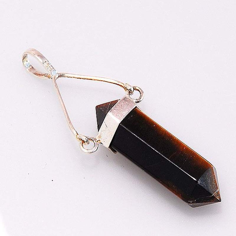 Pendentif Pointe Oeil de Tigre Biterminée Basculante