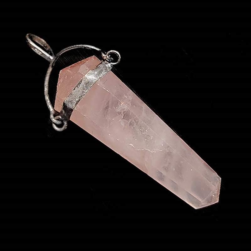 Colgante Cuarzo Rosa Punta biterminada basculante