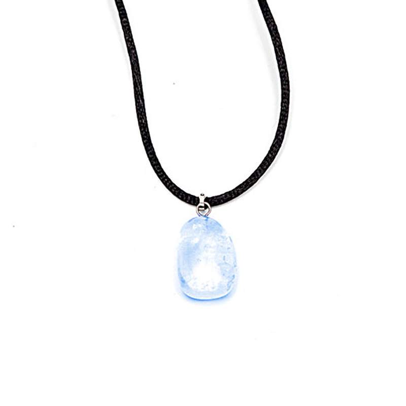 Colgante de Topacio Azul en Bruto de Plata de Ley 925