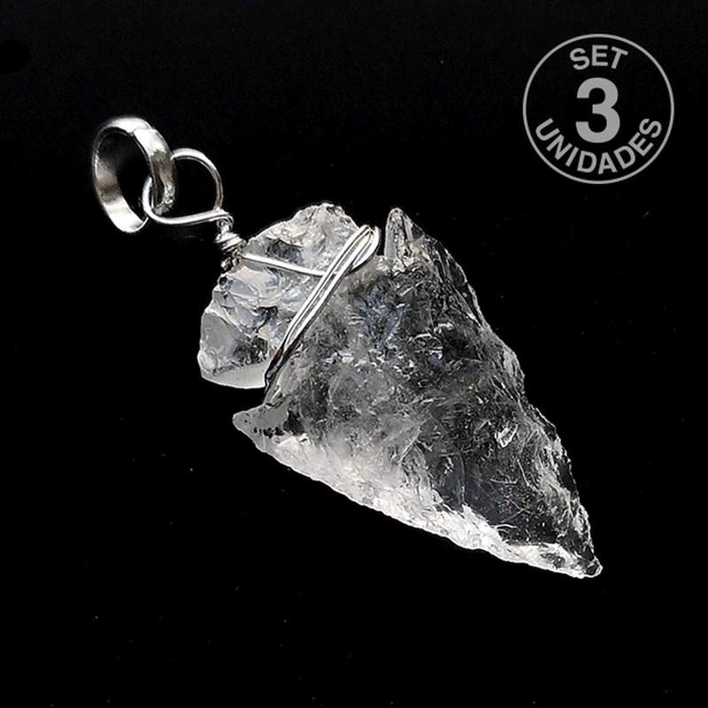 Pendentif Flèche Cristal de Roche 25mm (Set 3un)